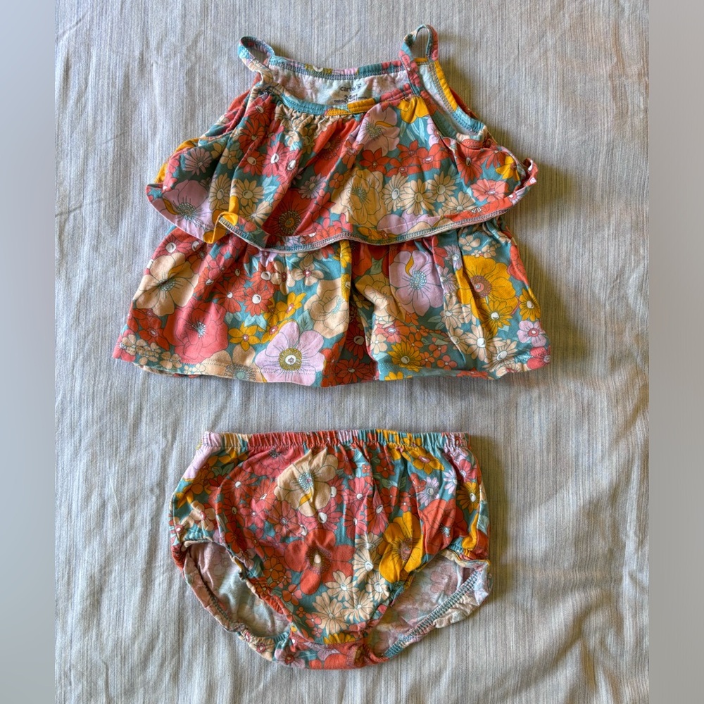 Bundle of TWO (2) Floral 2-piece Baby Summer Outfits